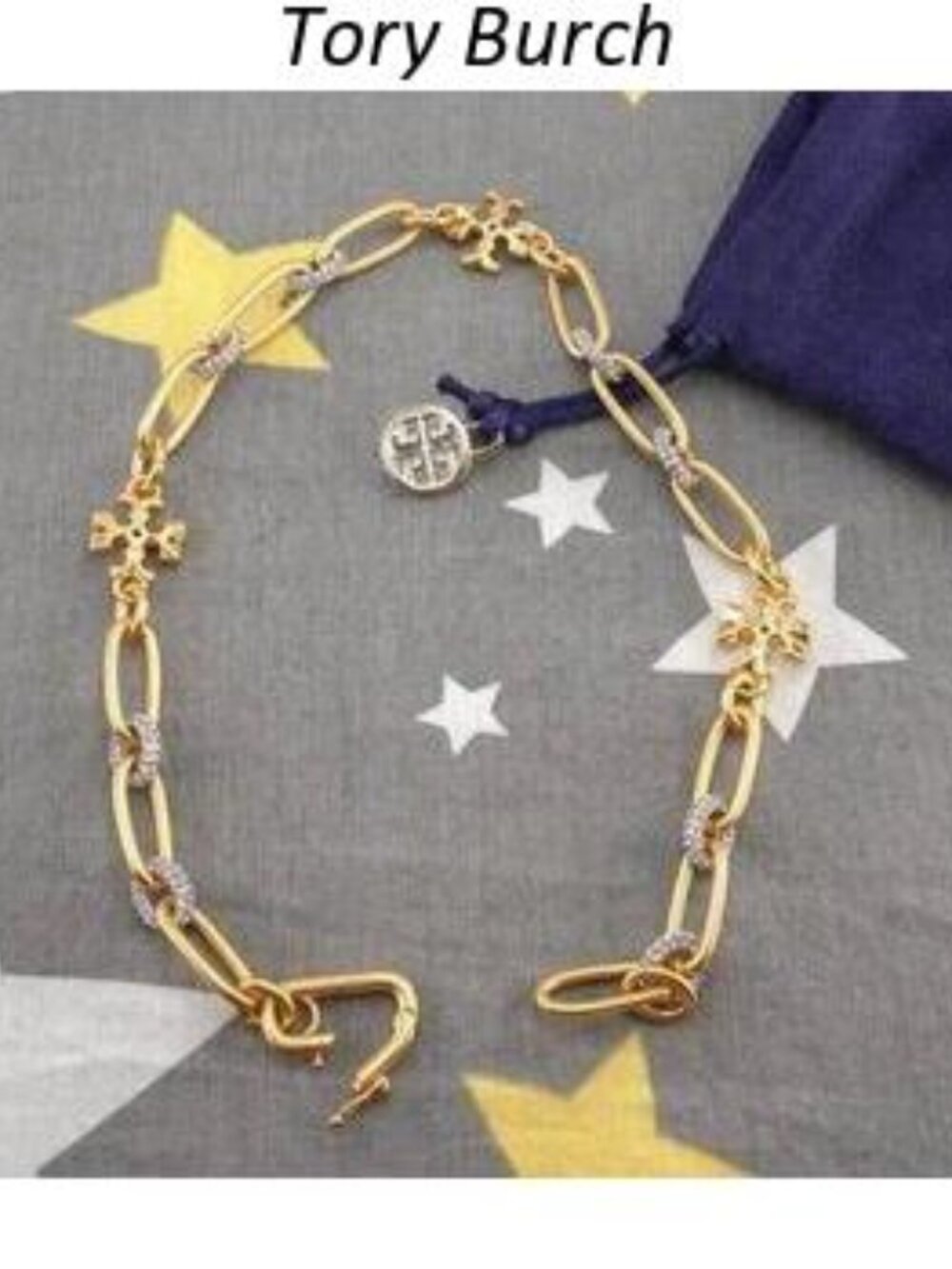 Tory Burch Roxanne Chain Pav?? Necklace in Gold (BRAND NEW)